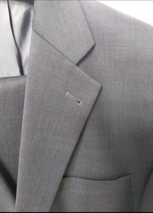 Костюм деловой классический офисный серый шерстяной шерстяной шерстяной имталия hamilton пиджак брюки1 фото