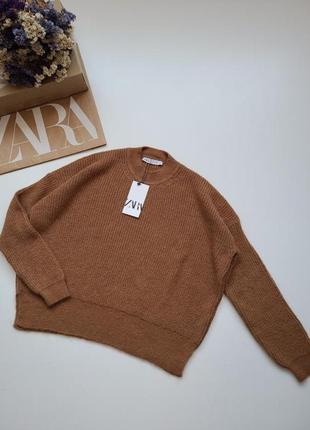 Кофта светр коричневий в'язаний oversize zara s m l4 фото