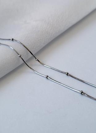 Женская серебряная цепочка снейк 1мм 40 см колье с шариками серебро 925 пробы родированное...