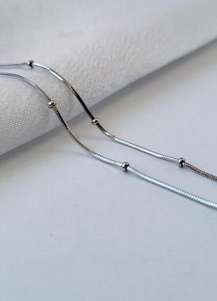 Женская серебряная цепочка снейк 1мм 40 см колье с шариками серебро 925 пробы родированное...