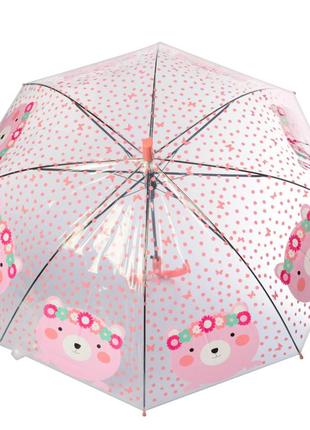 Зонтик детский в горошек mk 4145 со свистком (розовый)1 фото