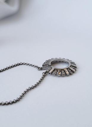 Женская серебряная цепочка-колье с подвеской солнце с камнями размер 50 - 54 см серебро 925 пробы родирован4 фото