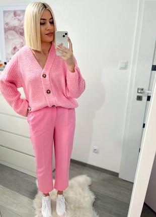 Кардиган кофта розовая вязаная s m zara 9598 1624 фото