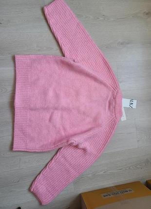 Кардиган кофта розовая вязаная s m zara 9598 1626 фото