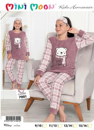 Теплая зимняя пижама для девочки mini moon туречковая размер 134, 140, 146, 152