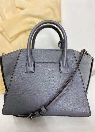 Сумка michael kors сіра avril small leather top-zip satchel3 фото