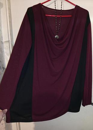 Італія,трикотажної в'язки,бордо блузка з лампасами,великого розміру,italy