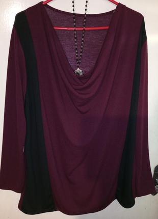 Італія,трикотажної в'язки,бордо блузка з лампасами,великого розміру,italy3 фото