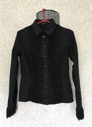 Чорна сорочка, рубашка, блуза 42-44 см