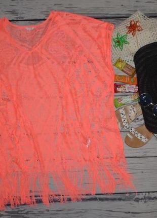 S фирменная сетка пляжная секси туника парео в дырочку паутина с бахромой