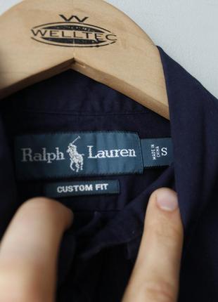 Polo ralph lauren мужская рубашка синяя однотонная с вышитым логотипом классическая s m tommy hilfiger hugo boss5 фото