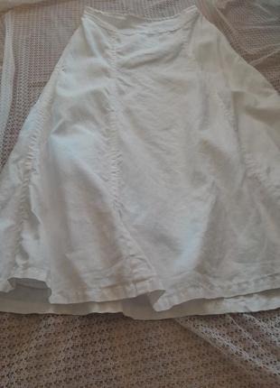 Льняная стильная белая миди юбка h&amp;m3 фото