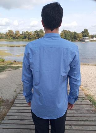 Сорочка zermon, мод 01, синя у смужку, розмір м3 фото
