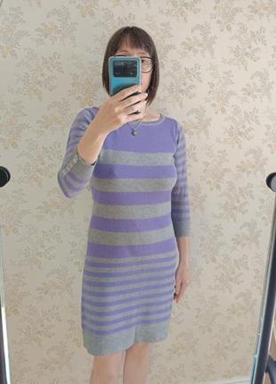 Платье трикотажное хлопок incity в полоску серо-фиолетовое7 фото