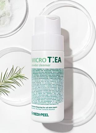 Ензимна пудра для вмивання medi-peel micro tea powder cleanser з чайним деревом1 фото