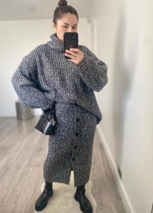 Свитер кофта с горлом серая теплая вязаная объемная oversize zara m l4 фото