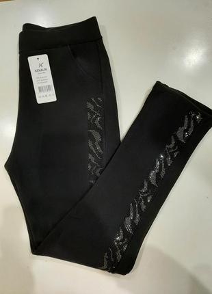50-58 штаны тёплые брюки лосины леггинсы стразы новые чёрные термо