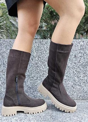 Натуральная кожа замша все размеры много цветов сапоги зима демы