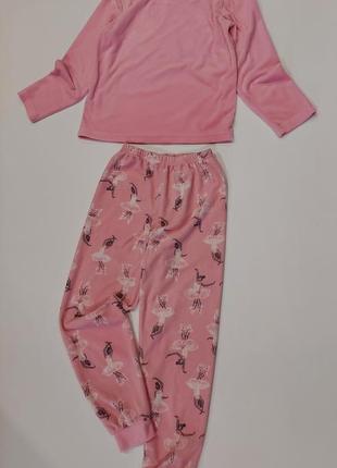 Плюшевый домашний костюм, пижама с балеринами primark розовая 6-8 лет6 фото