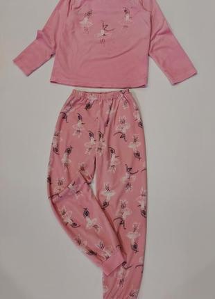 Плюшевый домашний костюм, пижама с балеринами primark розовая 6-8 лет3 фото
