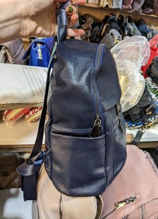 Темно-синий кожаный рюкзак, сумка2 фото