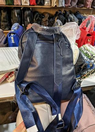 Темно-синий кожаный рюкзак, сумка3 фото