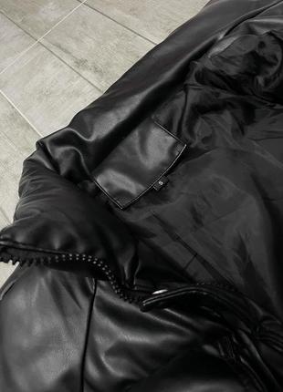 Куртка шкіряна під шкіру шкірзам  тепла з поясом3 фото