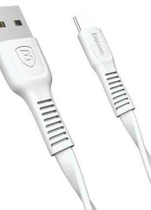 Кабель baseus tough series usb a-usb c плоский 1 м white (catzy-02)