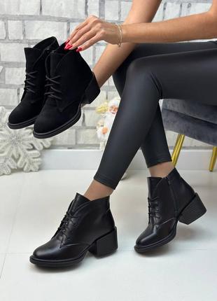 Зимние ботинки женские на удобных каблуках1 фото