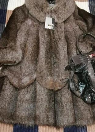 Шуба из нутрии и песца natural fur fashion. р. 50-52