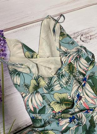 Ромпер комбінезон літній guess фірмовий брюки палацо квітковий тропічний принт на брительках тіфані5 фото