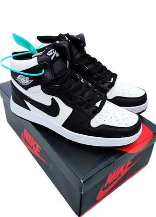 Женские кроссовки nike air jordan 1 high black white кожа nike air force 1 женские найк аир форс весна nike air max2 фото