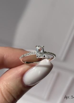 Серебряное тонкое кольцо дорожка с камнем2 фото