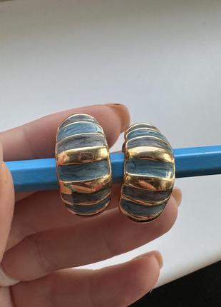 Винтажные клипсы серьги с эмалью