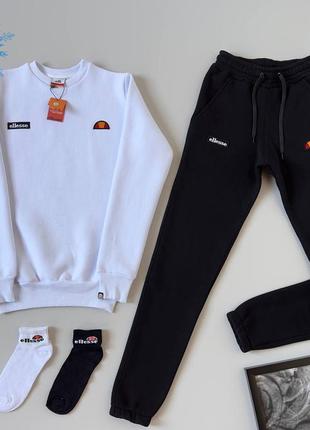 Теплий спортивний костюм чоловічий ellesse зимовий осінь-зима на флісі хакі туреччина. живе фото4 фото