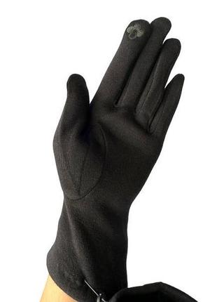 Трикотаж із фліс сенсором чорний жіночі рукавички для роботи на телефоні плоншете