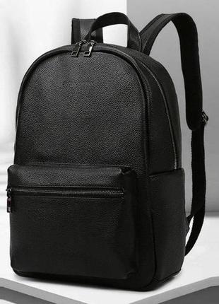 Великий жіночий міський рюкзак шкіряний чорний2 фото