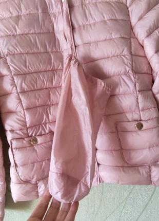 Нова осіння куртка (з паперовими етикетками) мікропуховик ніжно-рожевого кольору8 фото