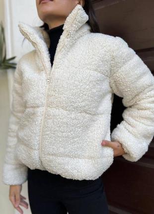 Жіноча зимова тепла коротка куртка,женская тёплая зимняя короткая куртка барашек букле,тедди,тедді5 фото