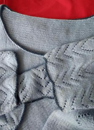 Р 16 / 50-52 нежный голубой свитерок вязаная кофта с узором ручной работы4 фото