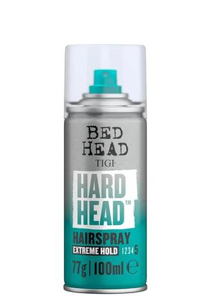 Лак для волосся сильної фіксації tigi bed head hard head hairspray extreme hold level 5, 100 мл