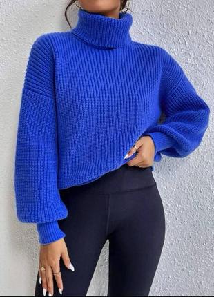 Жіночий теплий светр оверсайз під горло в'язаний зима1 фото