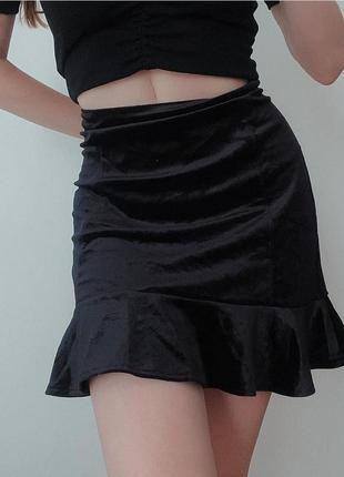 Спідничка спідниця міні чорна спідниця велюрова