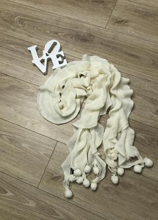 Ніжний білий шарф волан butef1 фото