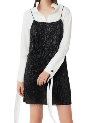 Сарафан, платье mango на тонких бретельках в мелкую плиссировку и пайетки.