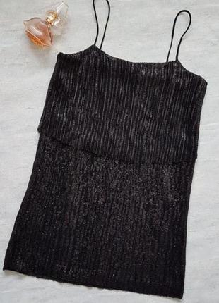 Сарафан, платье mango на тонких бретельках в мелкую плиссировку и пайетки.
