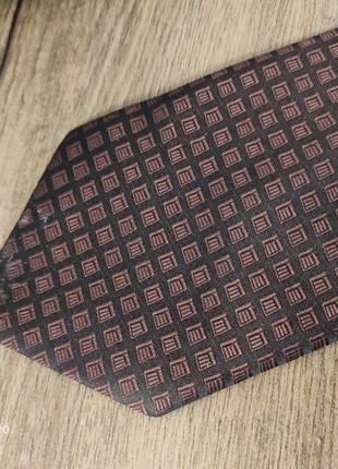 Краватка gucci бренд коричнева шовк 💯 принт абстракція квадрат7 фото