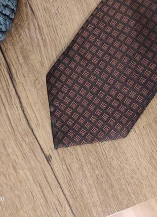Краватка gucci бренд коричнева шовк 💯 принт абстракція квадрат6 фото