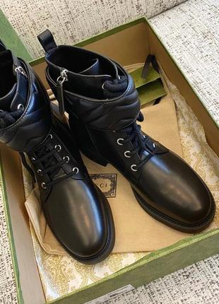 Ботинки ботильоны сапоги кожаные gucci с пряжкой gg3 фото