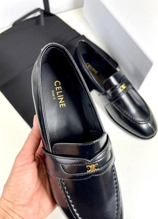 Туфли лоферы женские кожаные черные брендовые в стиле celine8 фото